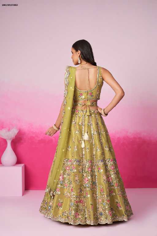 PF Series 6041 Colours Wholesale Net Fabrics Designer Lehengas