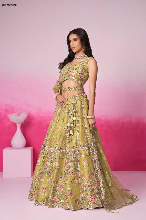 PF Series 6041 Colours Wholesale Net Fabrics Designer Lehengas