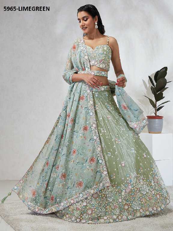 PF Series 5965 Colour Wholesale Silk Chiffon Ethnic Designer Lehengas
