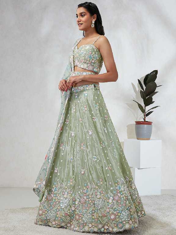 PF Series 5965 Colour Wholesale Silk Chiffon Ethnic Designer Lehengas