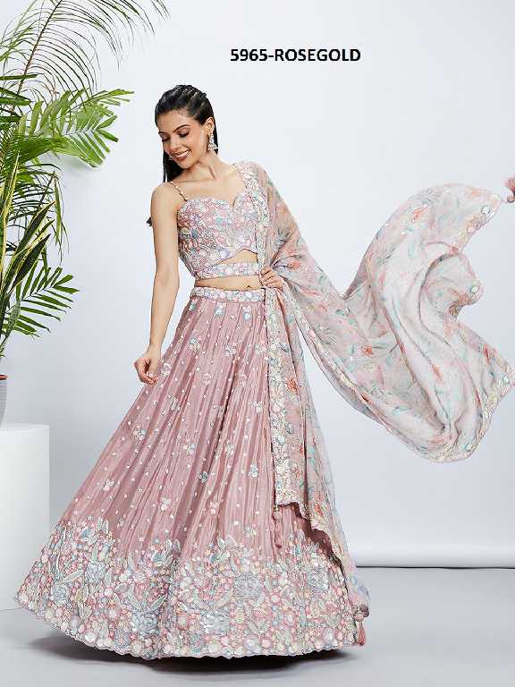 PF Series 5965 Colour Wholesale Silk Chiffon Ethnic Designer Lehengas