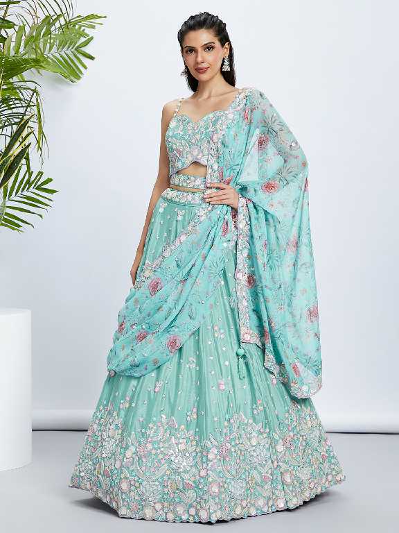 PF Series 5965 Colour Wholesale Silk Chiffon Ethnic Designer Lehengas