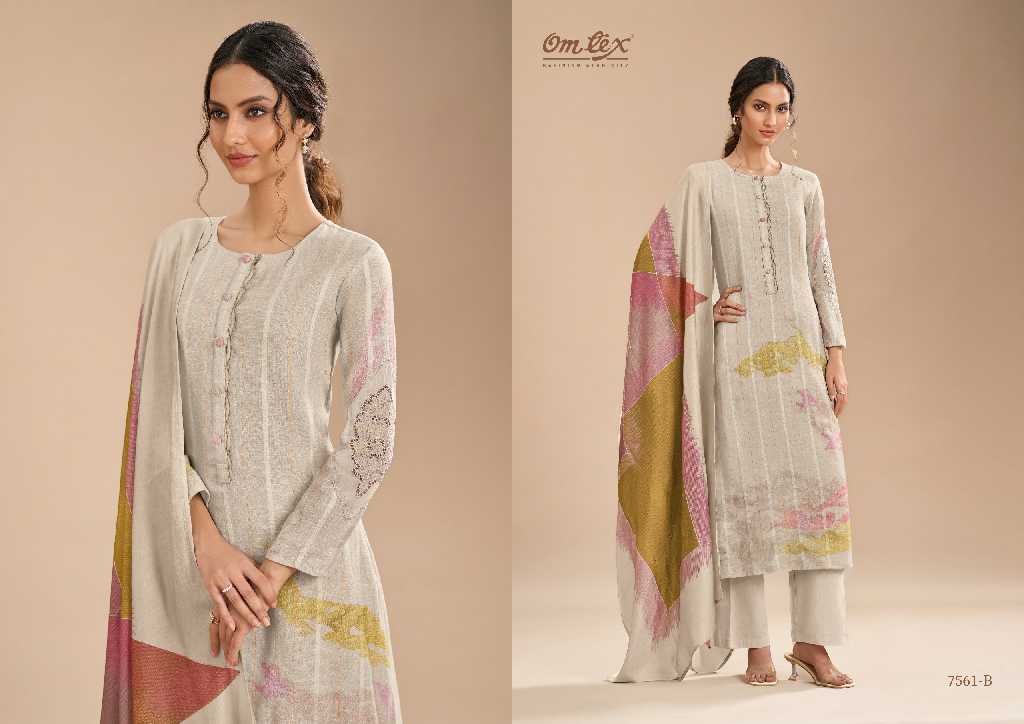 Omtex Nilofer Wholesale Linen Stripes With Patch Work Salwar Suits