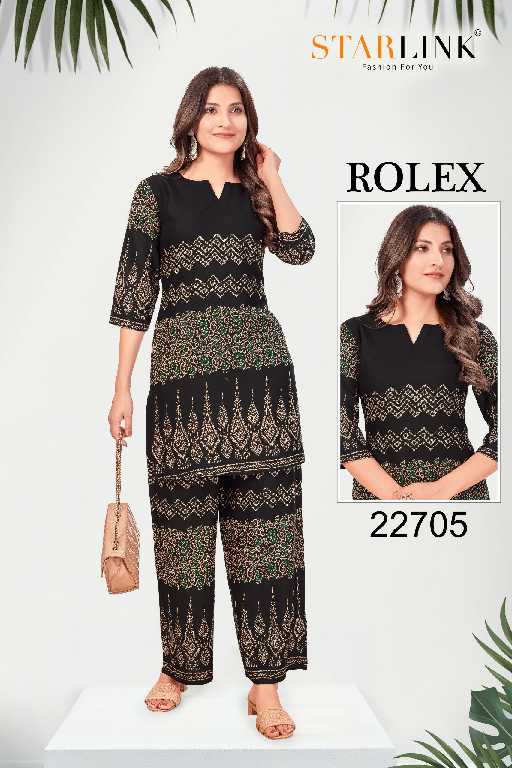 Starlink Rolex Wholesale Rayon Designer Print Co-Ord Sets