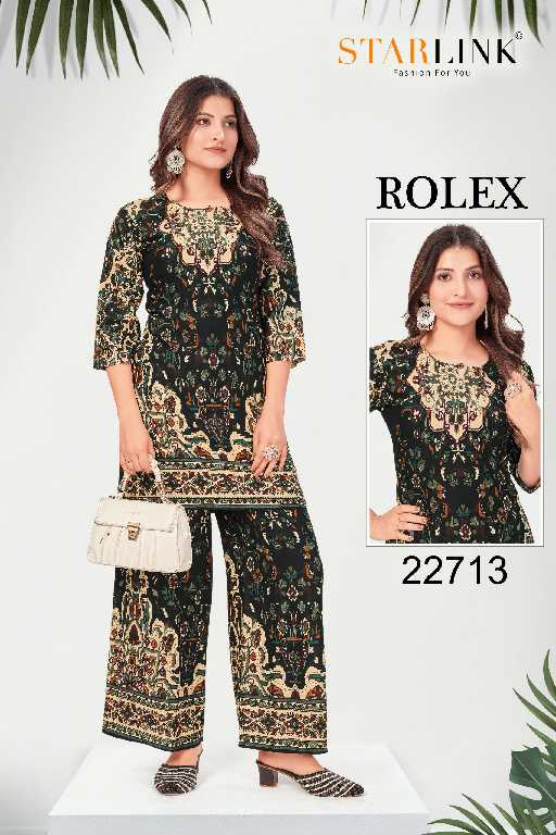 Starlink Rolex Wholesale Rayon Designer Print Co-Ord Sets