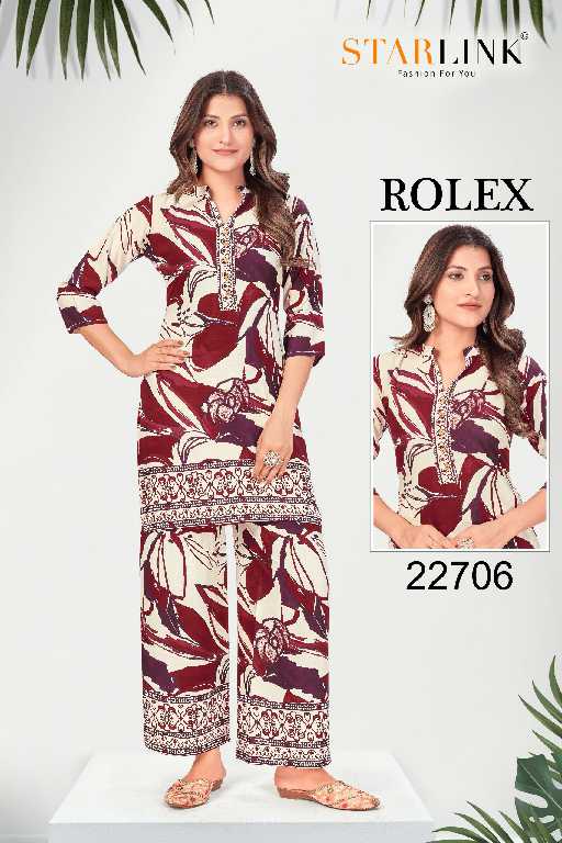 Starlink Rolex Wholesale Rayon Designer Print Co-Ord Sets