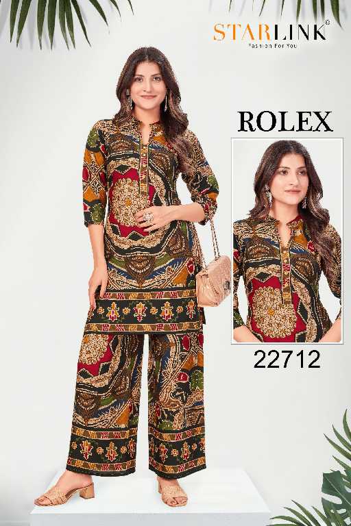 Starlink Rolex Wholesale Rayon Designer Print Co-Ord Sets