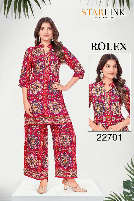Starlink Rolex Wholesale Rayon Designer Print Co-Ord Sets
