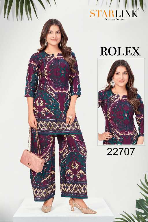 Starlink Rolex Wholesale Rayon Designer Print Co-Ord Sets