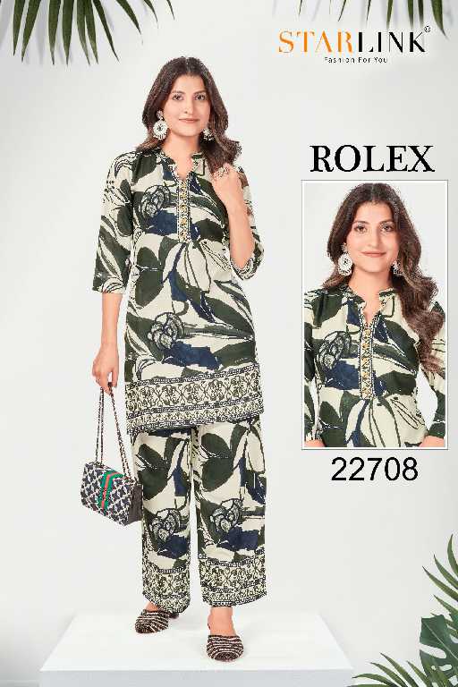 Starlink Rolex Wholesale Rayon Designer Print Co-Ord Sets