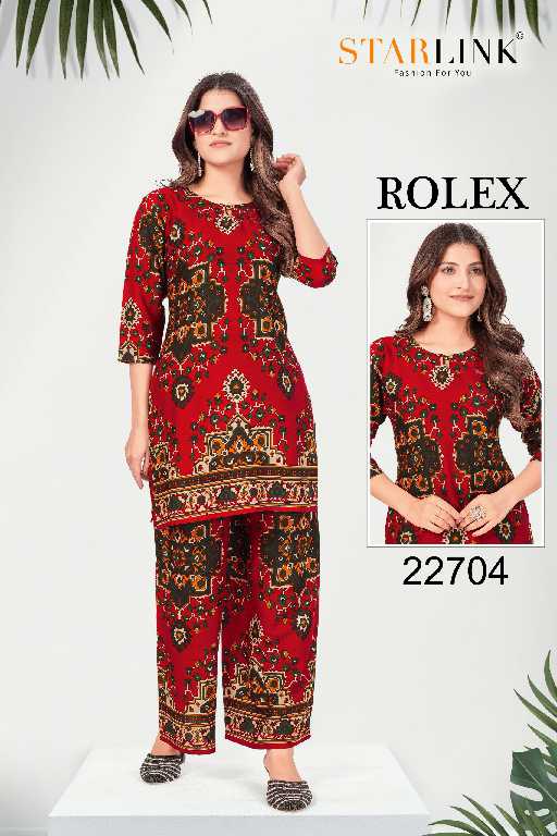 Starlink Rolex Wholesale Rayon Designer Print Co-Ord Sets