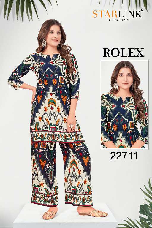 Starlink Rolex Wholesale Rayon Designer Print Co-Ord Sets