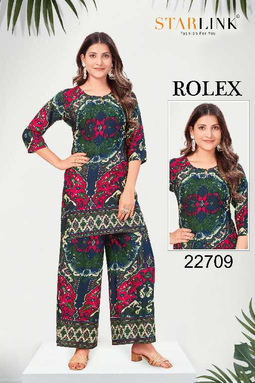 Starlink Rolex Wholesale Rayon Designer Print Co-Ord Sets