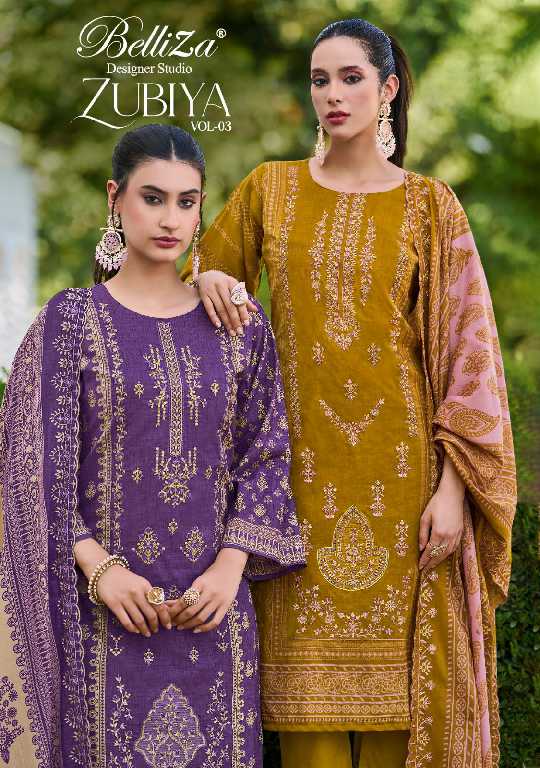 zubiya vol 3 by belliza designer cotton modal pakistani dress material