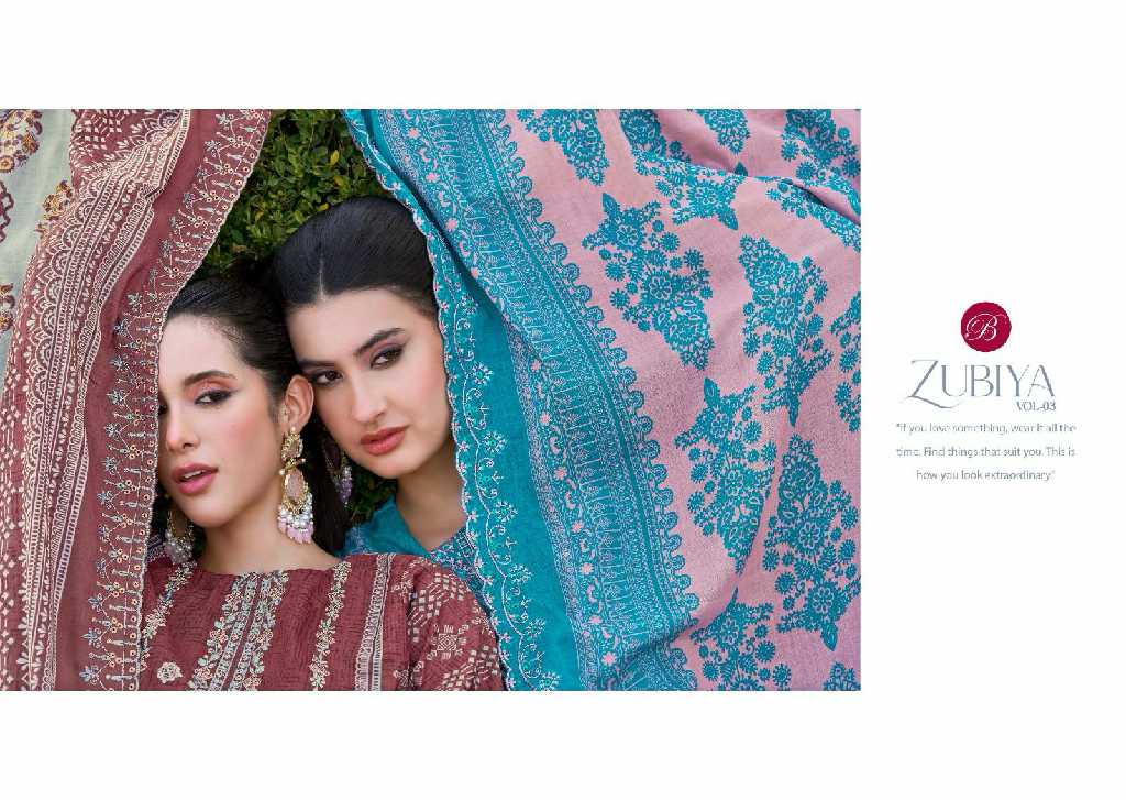 zubiya vol 3 by belliza designer cotton modal pakistani dress material