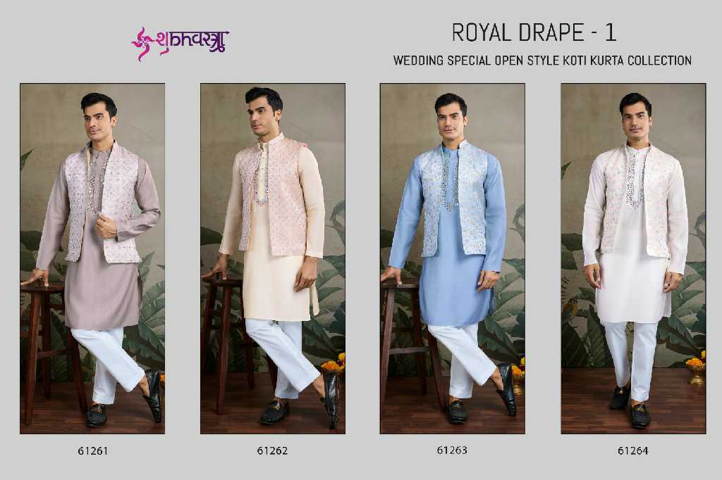 Shubhvastra Royal Drape Vol-1 Wholesale Exclusive Festival Mens Wear Koti Style with Kurta Collection
