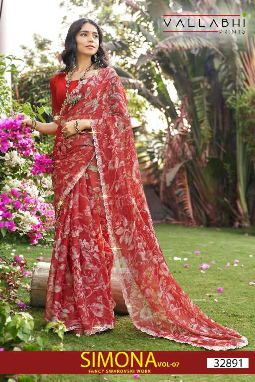VALLABHI SIMONA VOL 7 PURE CREPE PRINTED SARIS UNIFORM SARI WHOLESALE SHOP