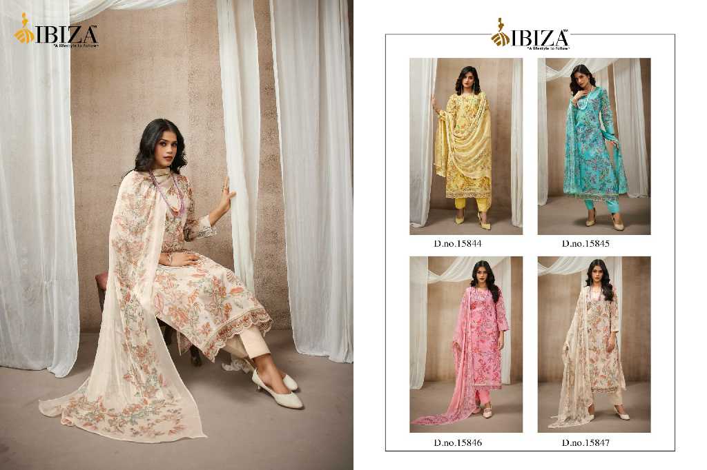 Ibiza Samora Wholesale Pure Orgendi With Embroidery Work Straight Suits