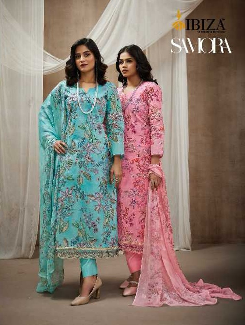 Ibiza Samora Wholesale Pure Orgendi With Embroidery Work Straight Suits