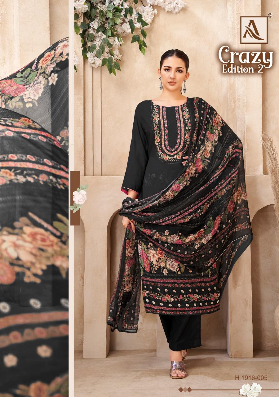 Alok Crazy Vol-2 Wholesale Viscose Muslin With Hand Work Dress Material