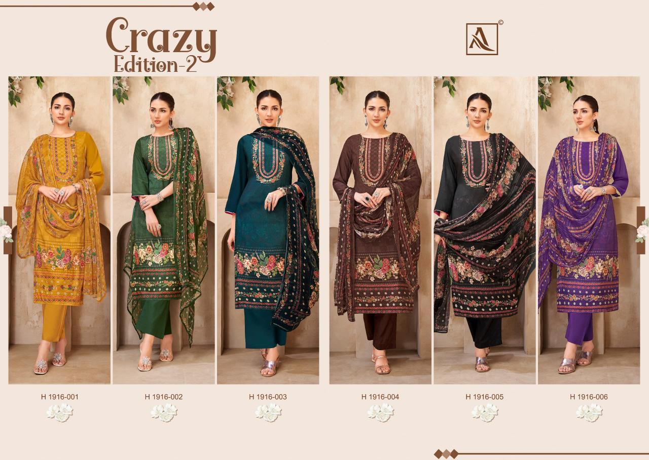 Alok Crazy Vol-2 Wholesale Viscose Muslin With Hand Work Dress Material