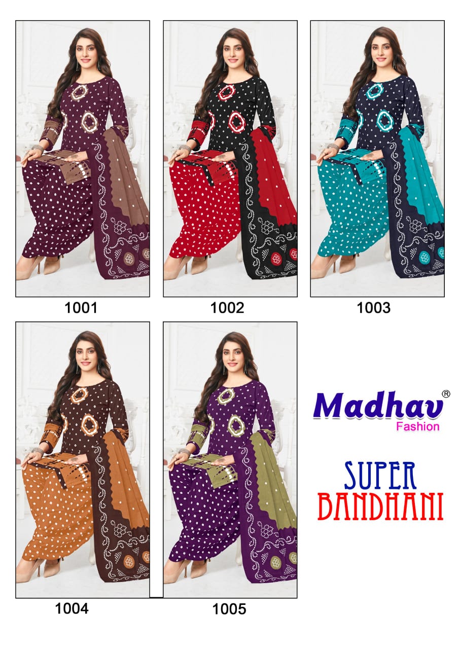 MADHAV SUPER BANDHANI VOL-1 WHOLESALE HEAVY COTTON PRINTED DRESS MATERIAL