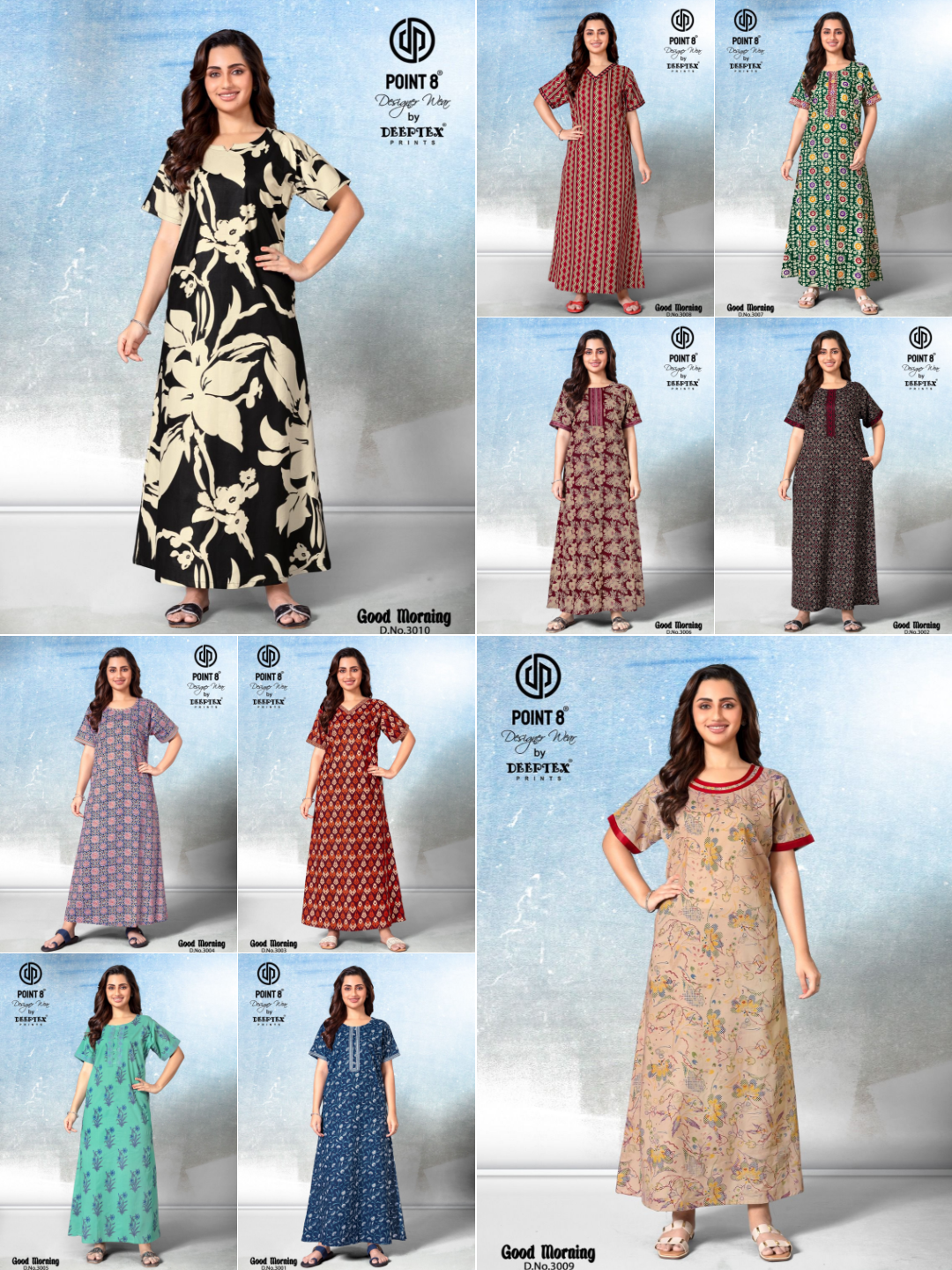 Deeptex By Point 8 Good Morning Vol-3 Wholesale Readymade Cotton Fabrics Nighty Catalog