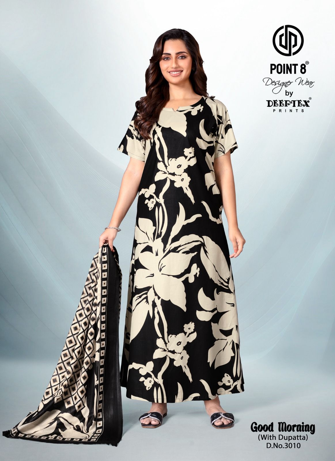 Deeptex By Point 8 Good Morning Vol-3 Wholesale Readymade Cotton Fabrics Nighty With Dupatta Catalog