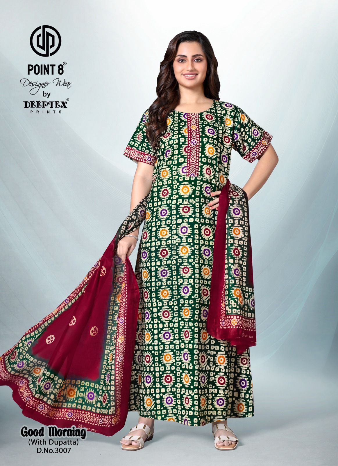 Deeptex By Point 8 Good Morning Vol-3 Wholesale Readymade Cotton Fabrics Nighty With Dupatta Catalog