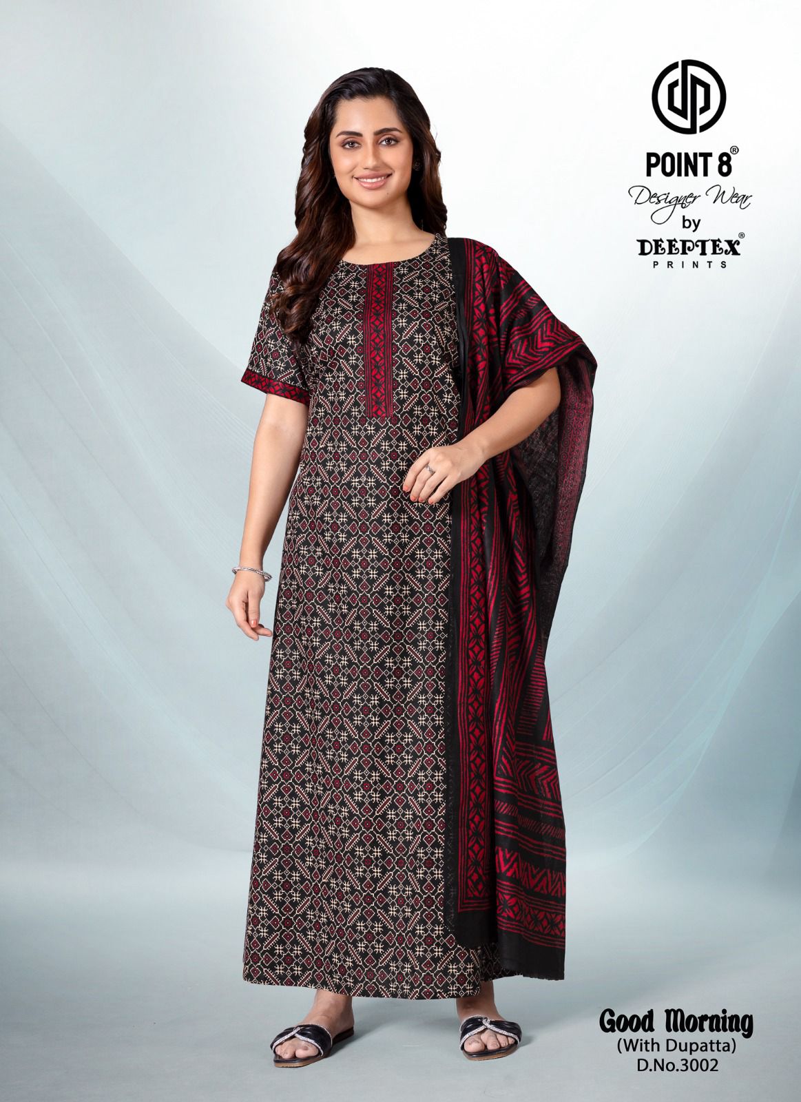 Deeptex By Point 8 Good Morning Vol-3 Wholesale Readymade Cotton Fabrics Nighty With Dupatta Catalog