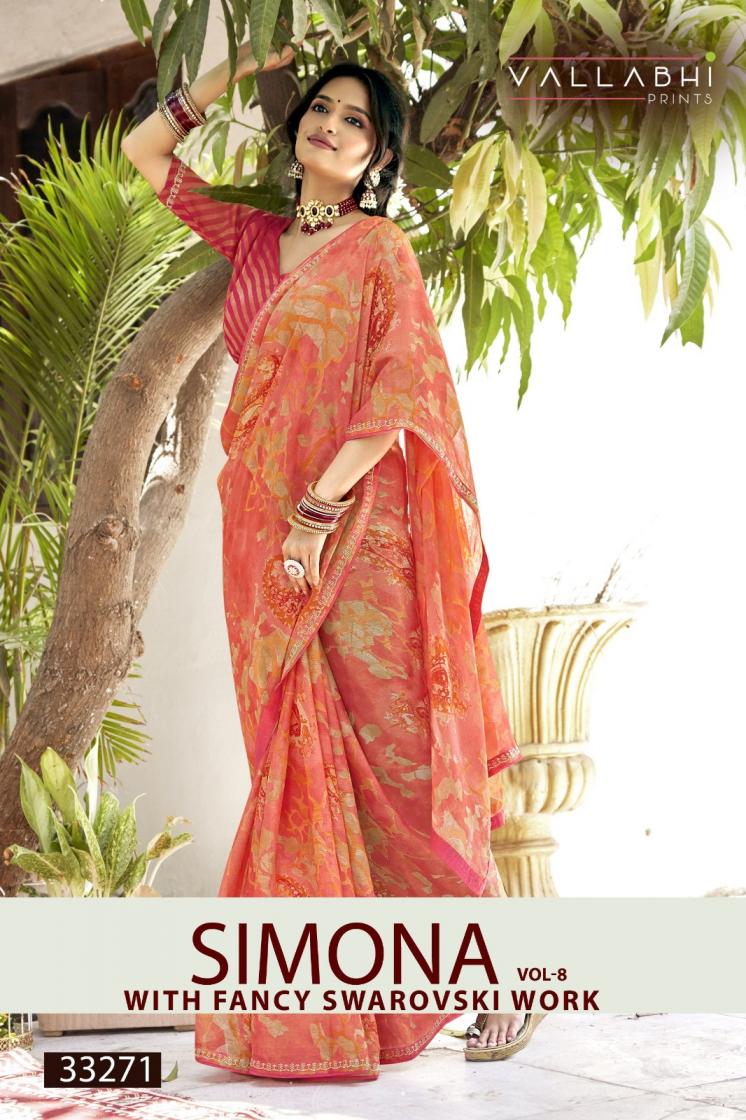 SIMONA VOL 8 BY VALLABHI PRINT CHIFFON CASUAL SAREE FOR WOMEN