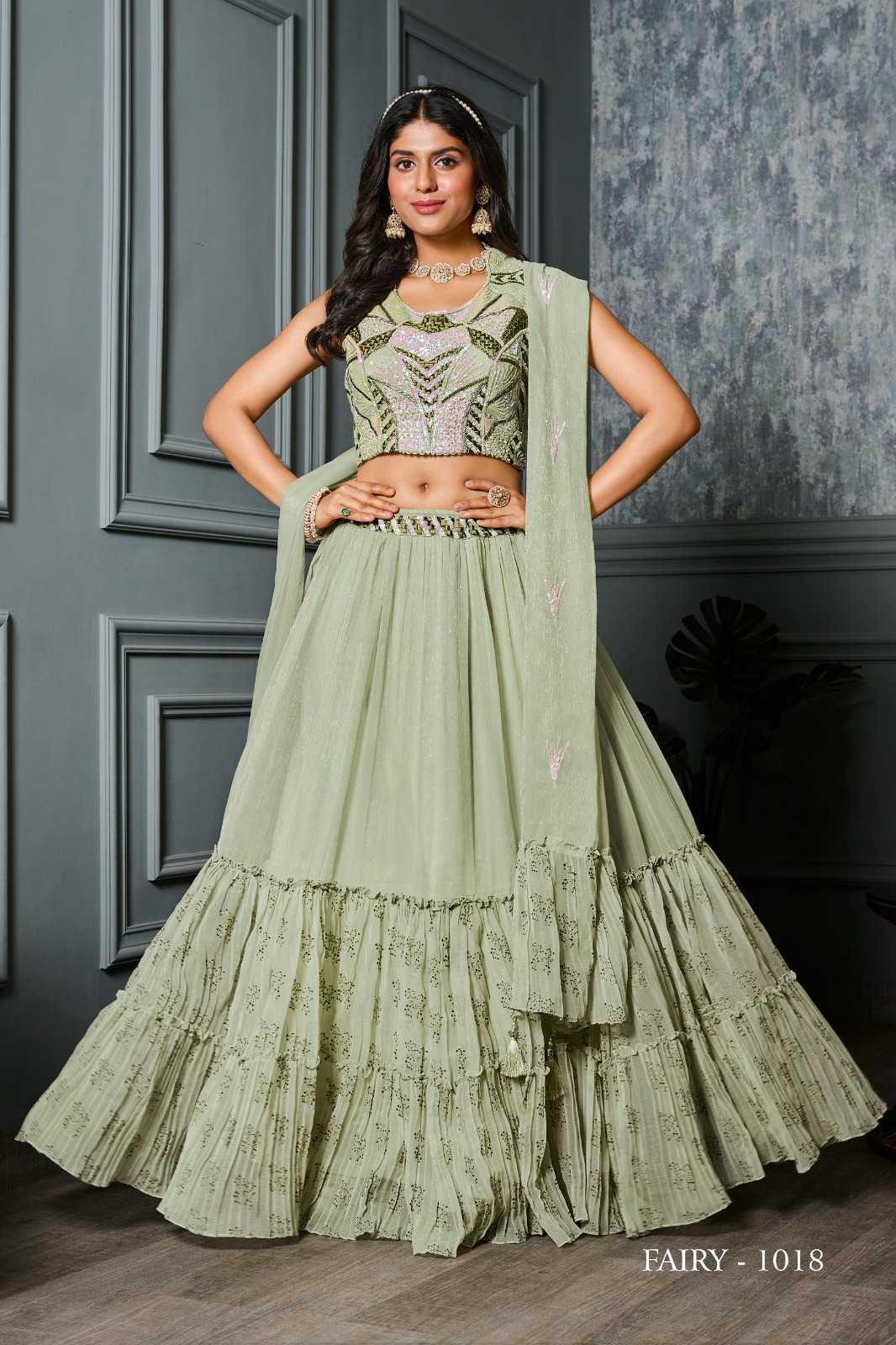 JIVORA LUKE FASHION FAIRY DESIGNER COLLECTION READYMADE WEDDING WEAR CROP TOP WITH SKIRT DUPATTA SHRUG SET