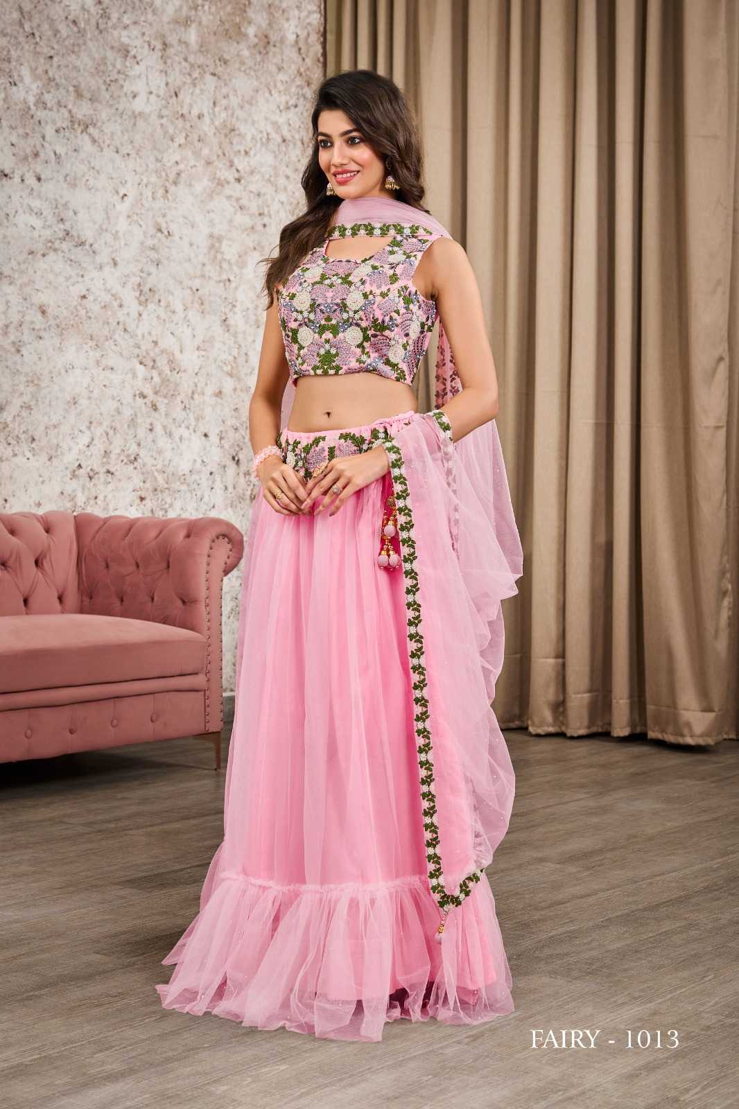 JIVORA LUKE FASHION FAIRY DESIGNER COLLECTION READYMADE WEDDING WEAR CROP TOP WITH SKIRT DUPATTA SHRUG SET