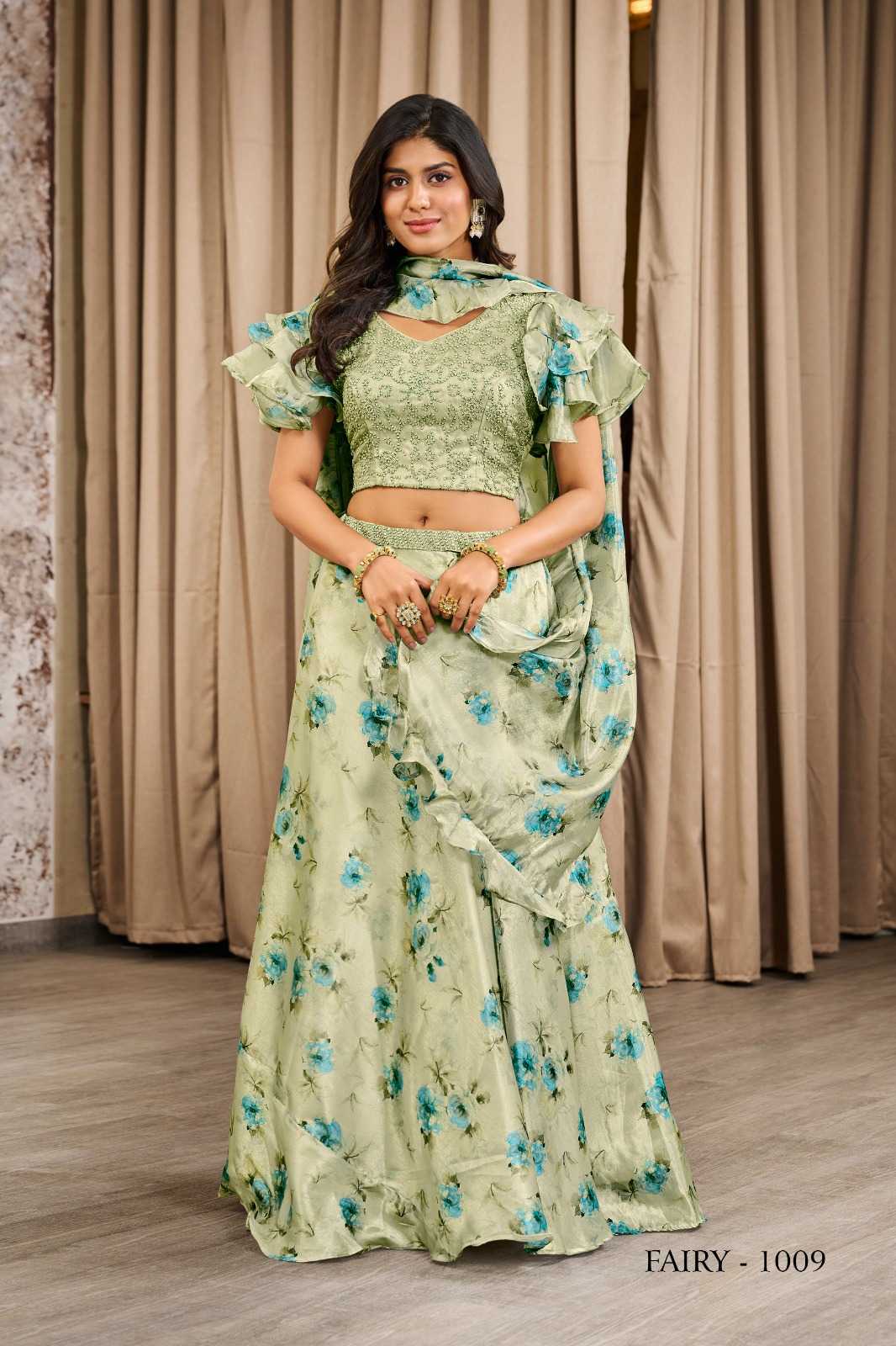 JIVORA LUKE FASHION FAIRY DESIGNER COLLECTION READYMADE WEDDING WEAR CROP TOP WITH SKIRT DUPATTA SHRUG SET