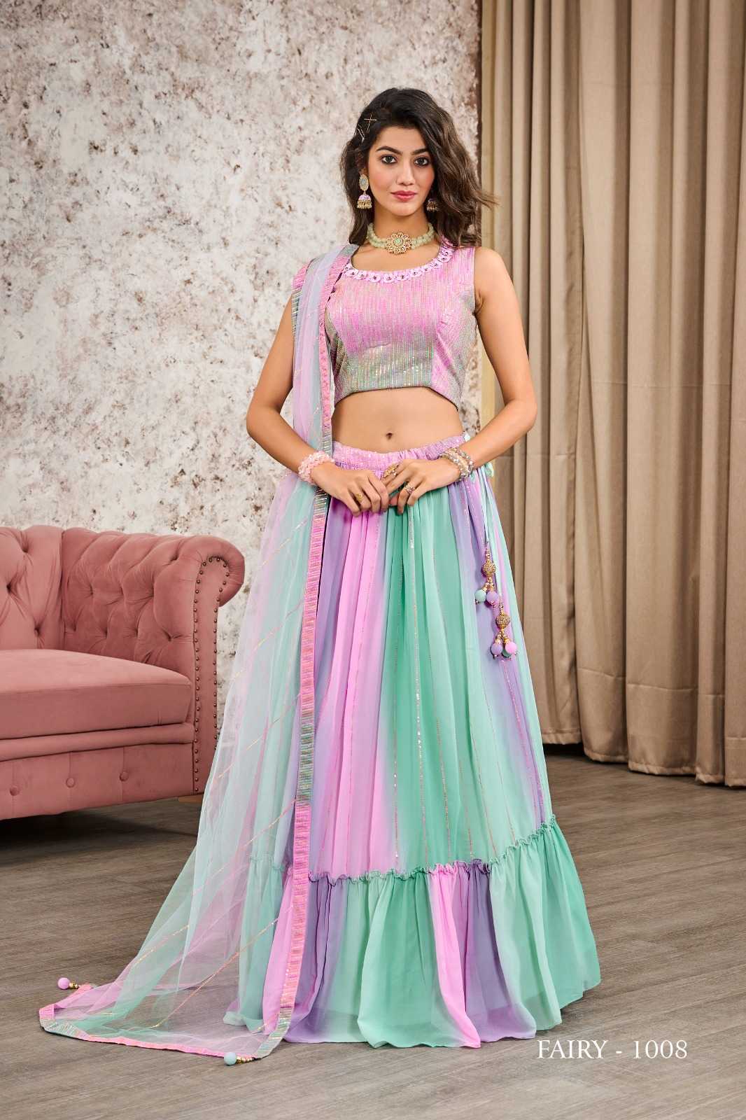 JIVORA LUKE FASHION FAIRY DESIGNER COLLECTION READYMADE WEDDING WEAR CROP TOP WITH SKIRT DUPATTA SHRUG SET