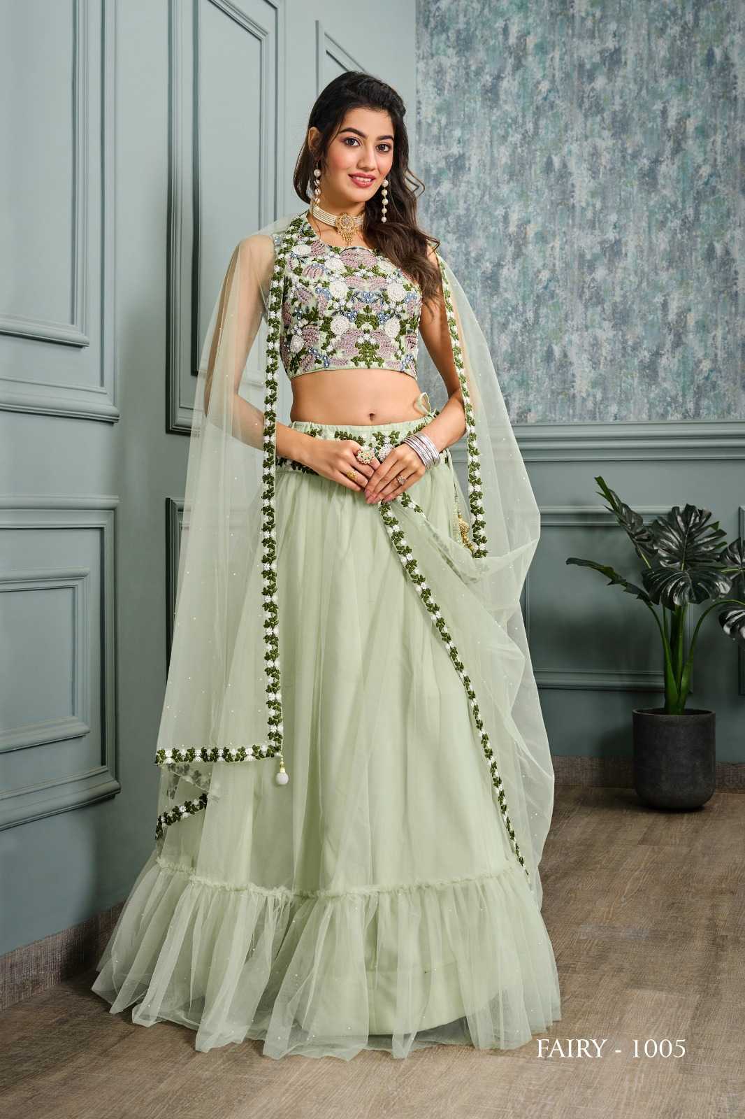 JIVORA LUKE FASHION FAIRY DESIGNER COLLECTION READYMADE WEDDING WEAR CROP TOP WITH SKIRT DUPATTA SHRUG SET
