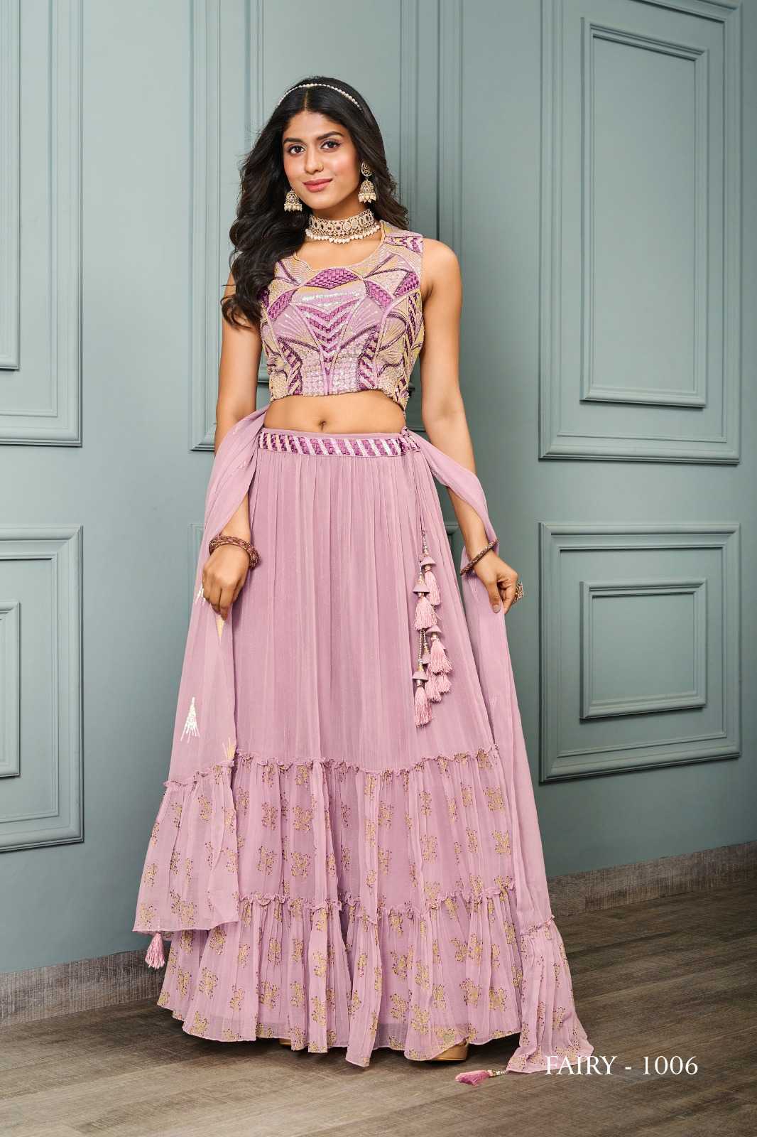 JIVORA LUKE FASHION FAIRY DESIGNER COLLECTION READYMADE WEDDING WEAR CROP TOP WITH SKIRT DUPATTA SHRUG SET