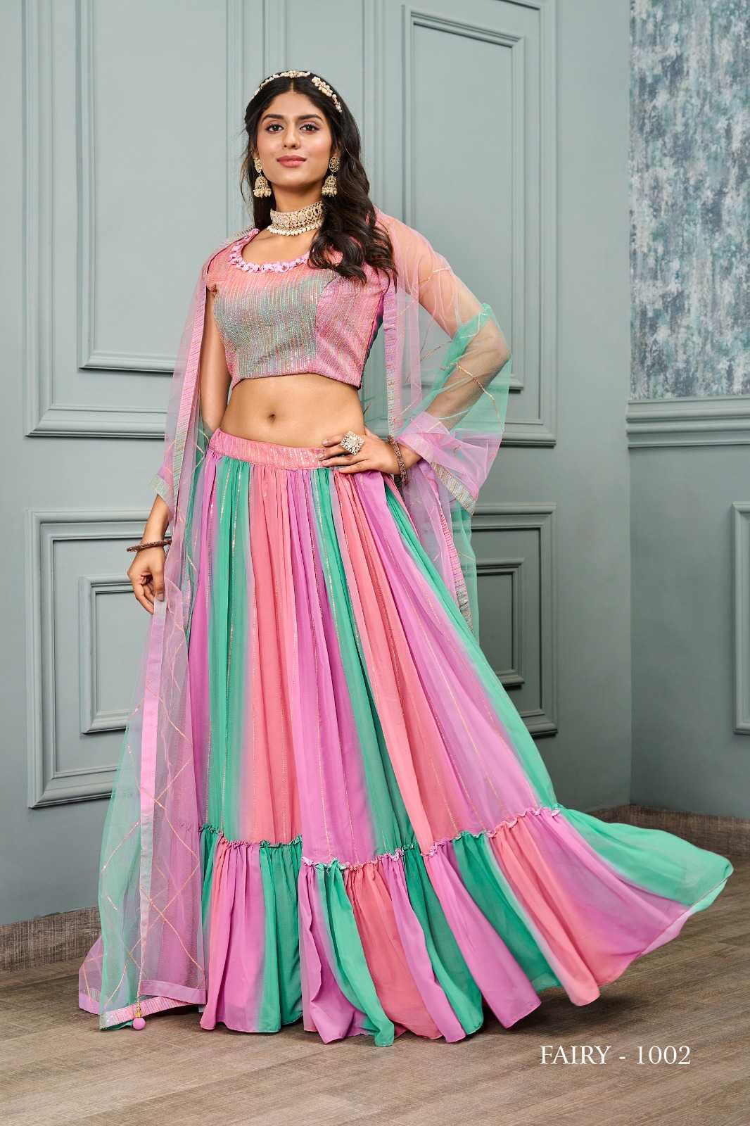 JIVORA LUKE FASHION FAIRY DESIGNER COLLECTION READYMADE WEDDING WEAR CROP TOP WITH SKIRT DUPATTA SHRUG SET