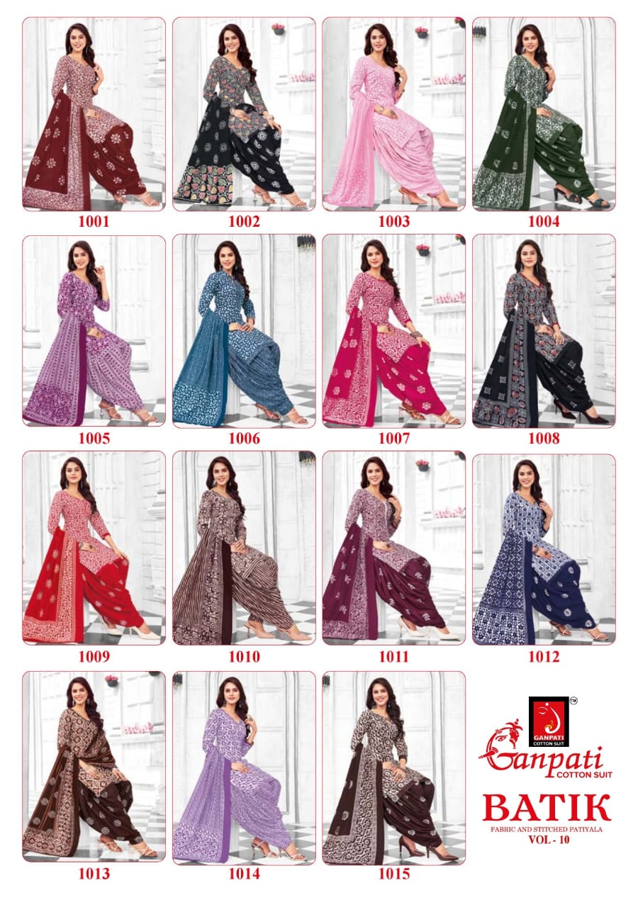 Ganpati Batik Vol-10 Wholesale Readymade Cotton Printed Dress Material