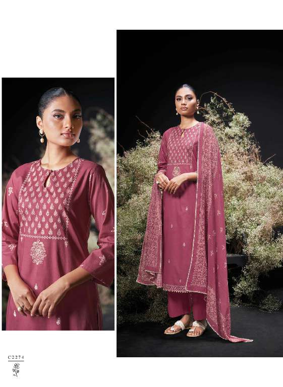 GANGA LAUNCHING ENZI WHOLESALE PREMIUM COTTON PRINTED WITH EMBROIDERY DRESS