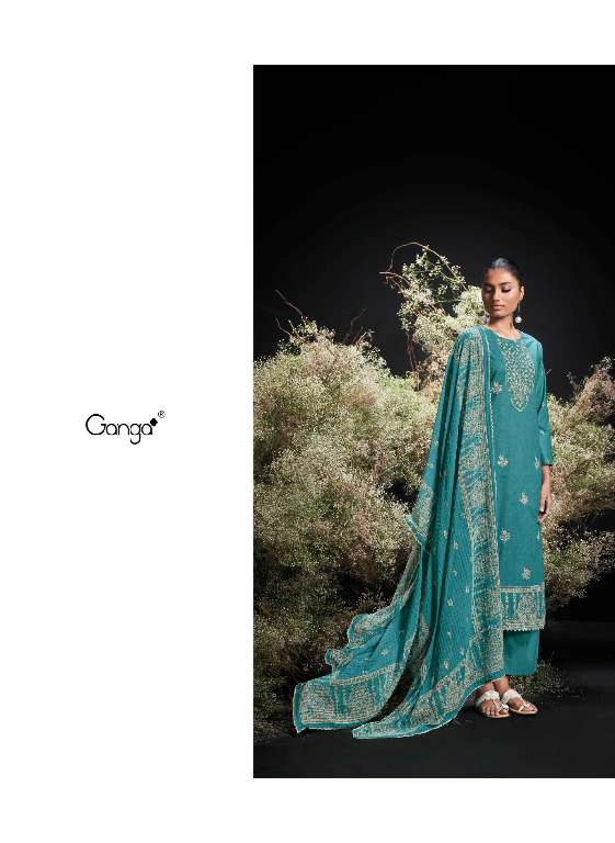 GANGA LAUNCHING ENZI WHOLESALE PREMIUM COTTON PRINTED WITH EMBROIDERY DRESS