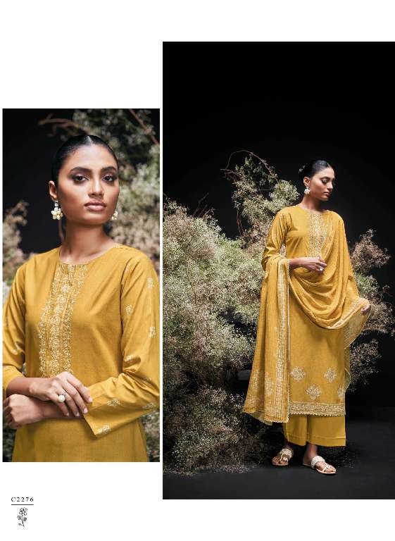 GANGA LAUNCHING ENZI WHOLESALE PREMIUM COTTON PRINTED WITH EMBROIDERY DRESS