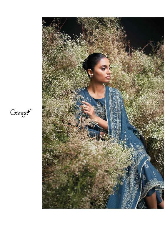 GANGA LAUNCHING ENZI WHOLESALE PREMIUM COTTON PRINTED WITH EMBROIDERY DRESS