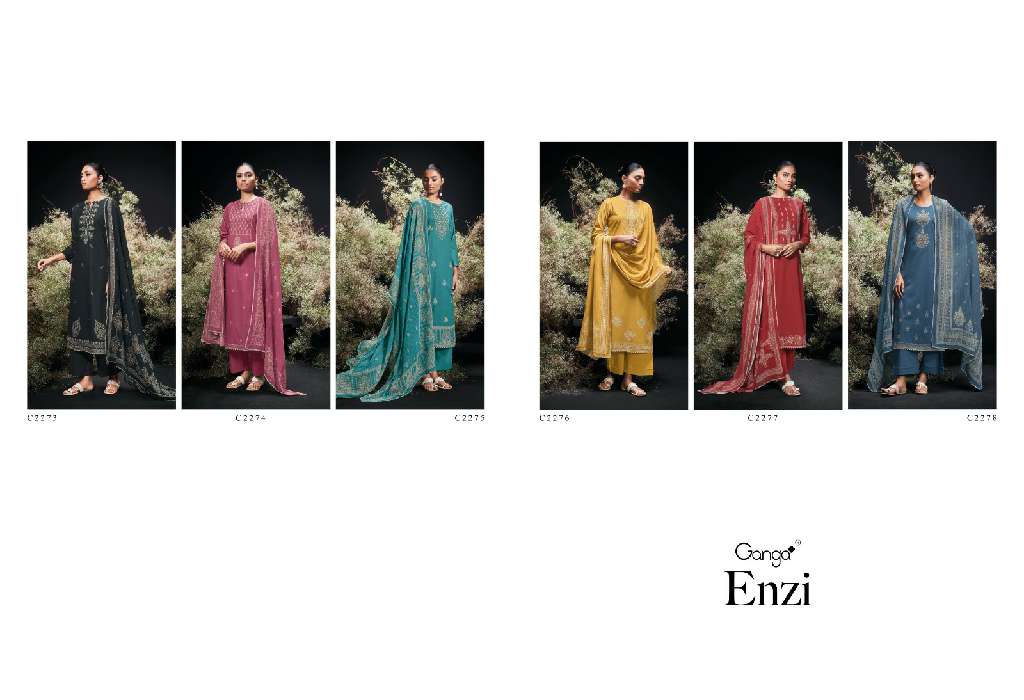 GANGA LAUNCHING ENZI WHOLESALE PREMIUM COTTON PRINTED WITH EMBROIDERY DRESS