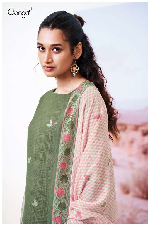 GANGA ABEEHA S3415 WHOLESALE PREMIUM BEMBERG COTTON WITH HAND WORK SUITS