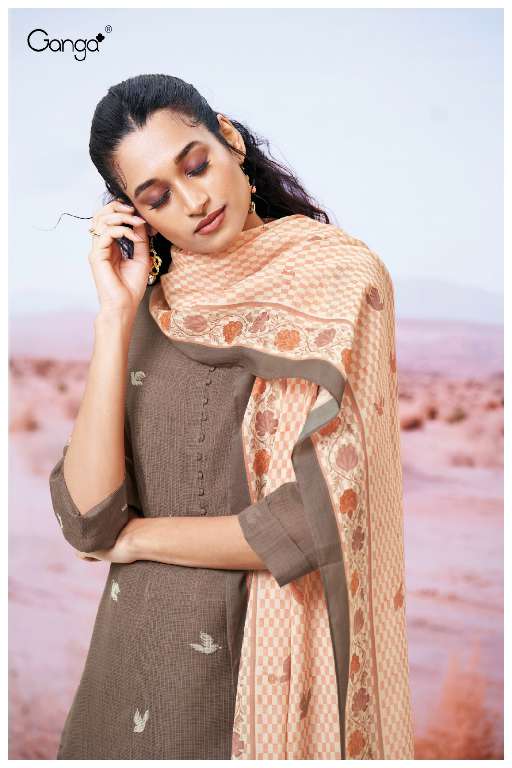 GANGA ABEEHA S3415 WHOLESALE PREMIUM BEMBERG COTTON WITH HAND WORK SUITS