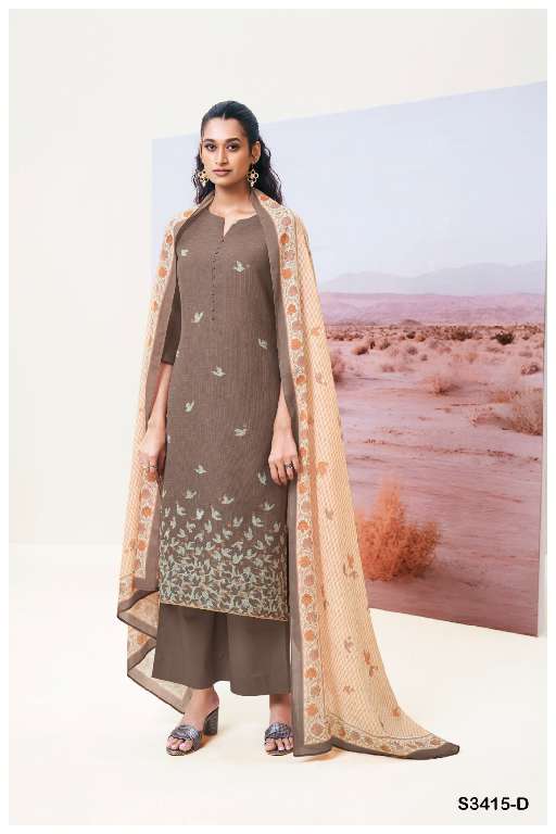 GANGA ABEEHA S3415 WHOLESALE PREMIUM BEMBERG COTTON WITH HAND WORK SUITS