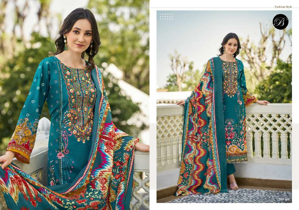 BELLIZA DESIGNER STUDIO ALMARINA VOL 3 WHOLESALE PURE COTTON WITH SELF EMBROIDERY DRESS MATERIAL