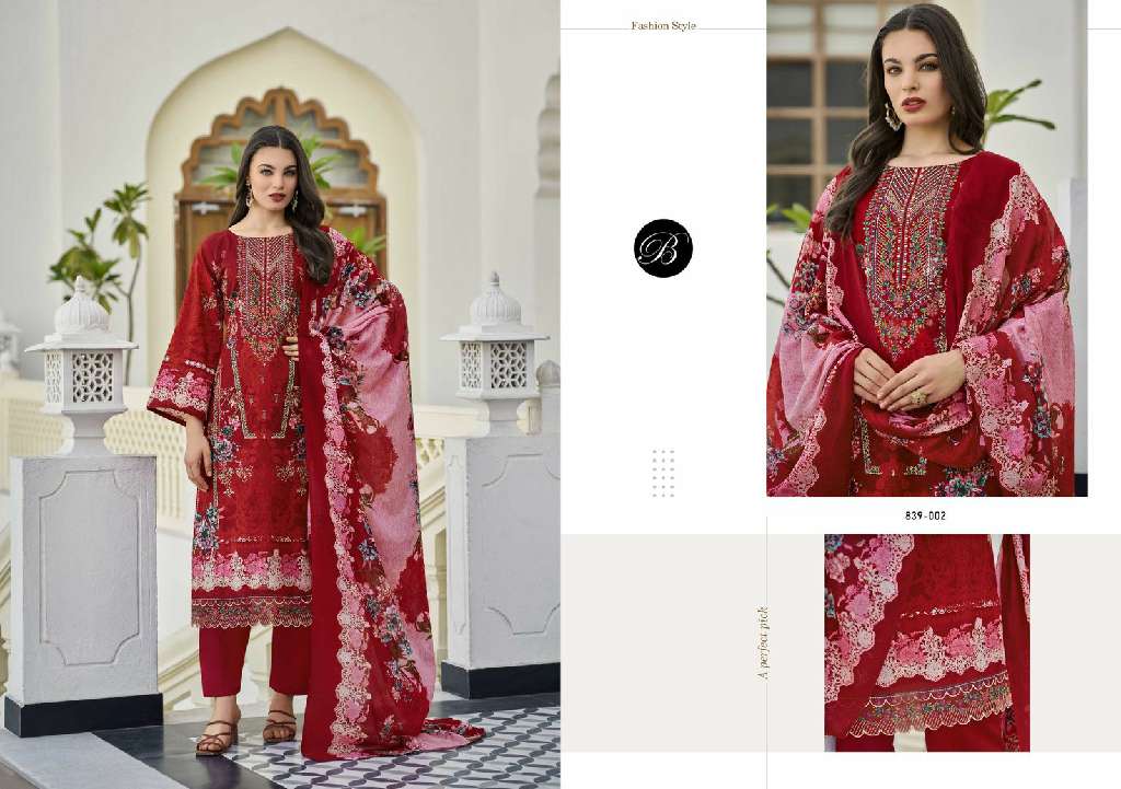 BELLIZA DESIGNER STUDIO ALMARINA VOL 3 WHOLESALE PURE COTTON WITH SELF EMBROIDERY DRESS MATERIAL