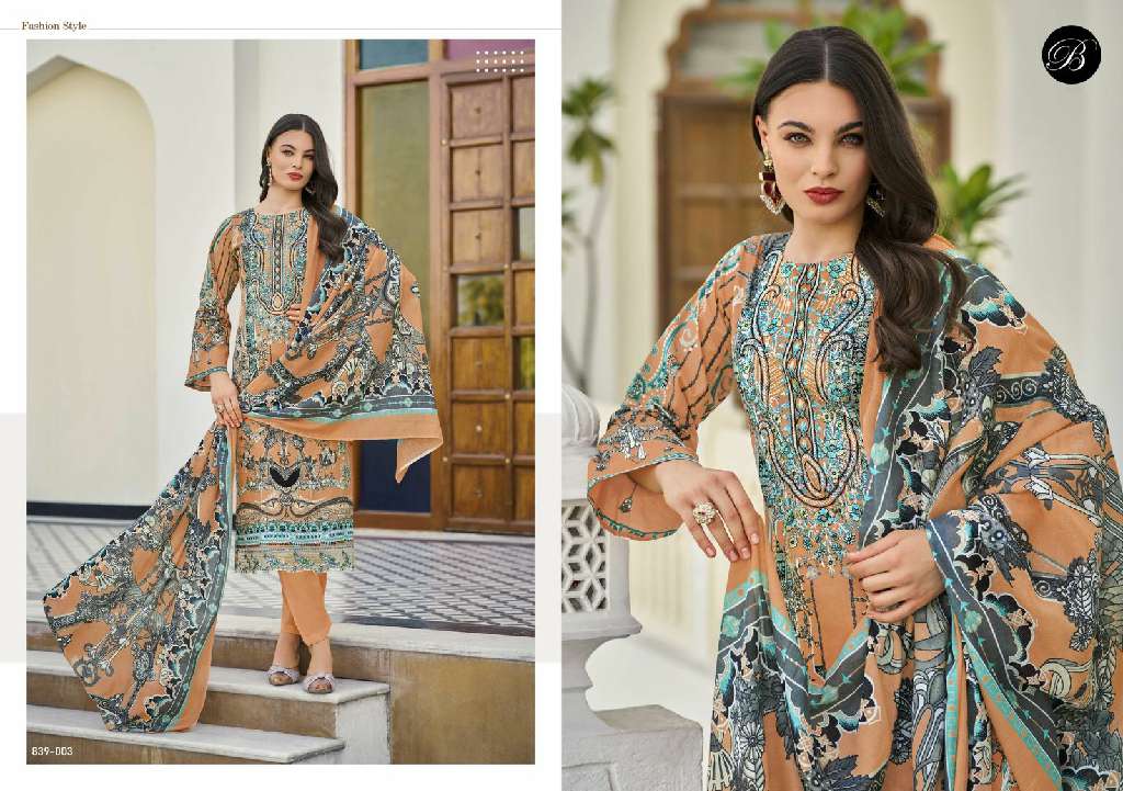 BELLIZA DESIGNER STUDIO ALMARINA VOL 3 WHOLESALE PURE COTTON WITH SELF EMBROIDERY DRESS MATERIAL